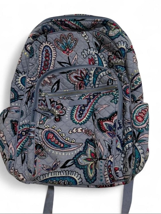 Vera Bradley Handbags - Vera Bradley Gray Paisley Quilted Backpack with Teal & Pink Accents